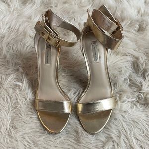 INC. Gold Heels with Gold Buckle. Size 7.5